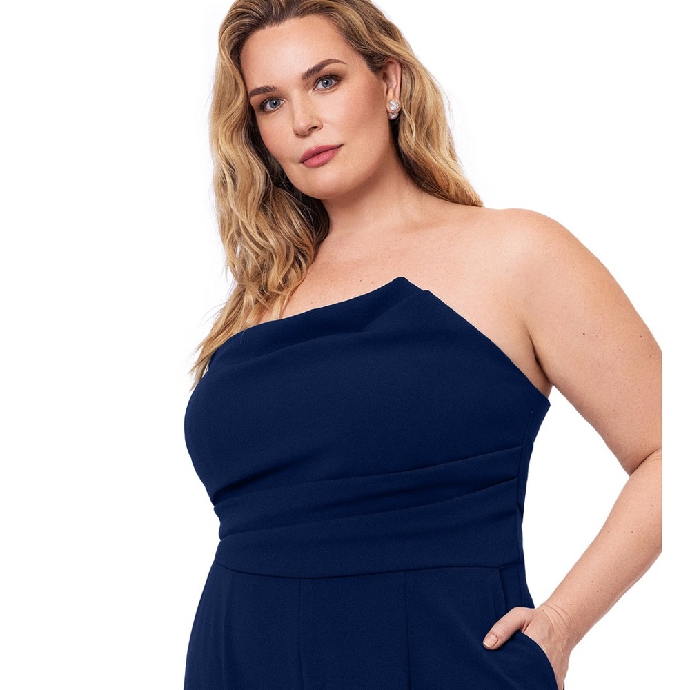Betsy & Adam Blue Formal Jumpsuit with Sleek Design - Picture 4 of 5